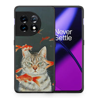 Thumbnail for Θήκη OnePlus 11R / ACE 2 5G Cat Goldfish από τη Smartfits με σχέδιο στο πίσω μέρος και μαύρο περίβλημα | OnePlus 11R / ACE 2 5G Cat Goldfish Case with Colorful Back and Black Bezels