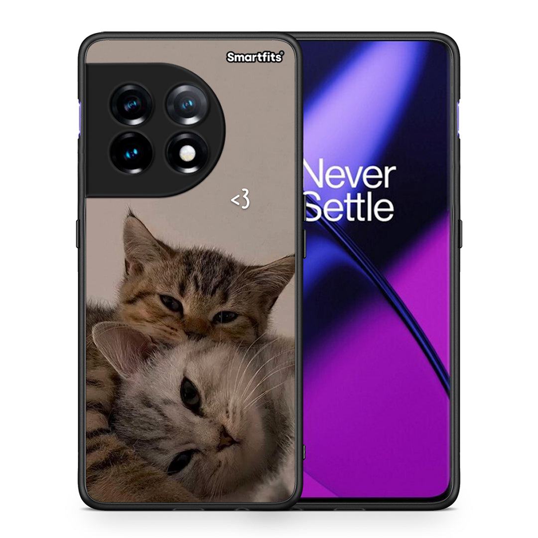 Θήκη OnePlus 11 5G Cats In Love από τη Smartfits με σχέδιο στο πίσω μέρος και μαύρο περίβλημα | OnePlus 11 5G Cats In Love Case with Colorful Back and Black Bezels