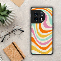 Thumbnail for Θήκη OnePlus 11 5G Colourful Waves από τη Smartfits με σχέδιο στο πίσω μέρος και μαύρο περίβλημα | OnePlus 11 5G Colourful Waves Case with Colorful Back and Black Bezels