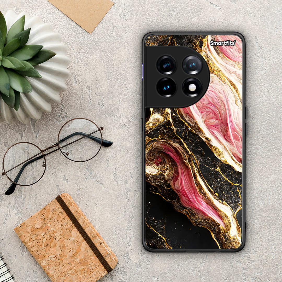 Θήκη OnePlus 11R / ACE 2 5G Glamorous Pink Marble από τη Smartfits με σχέδιο στο πίσω μέρος και μαύρο περίβλημα | OnePlus 11R / ACE 2 5G Glamorous Pink Marble Case with Colorful Back and Black Bezels