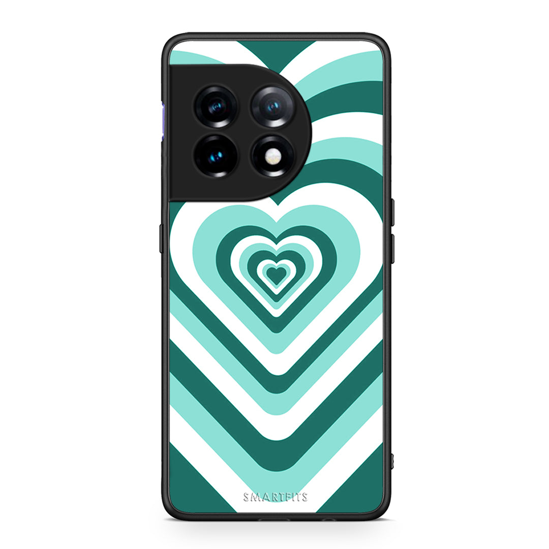 Θήκη OnePlus 11R / ACE 2 5G Green Hearts από τη Smartfits με σχέδιο στο πίσω μέρος και μαύρο περίβλημα | OnePlus 11R / ACE 2 5G Green Hearts Case with Colorful Back and Black Bezels