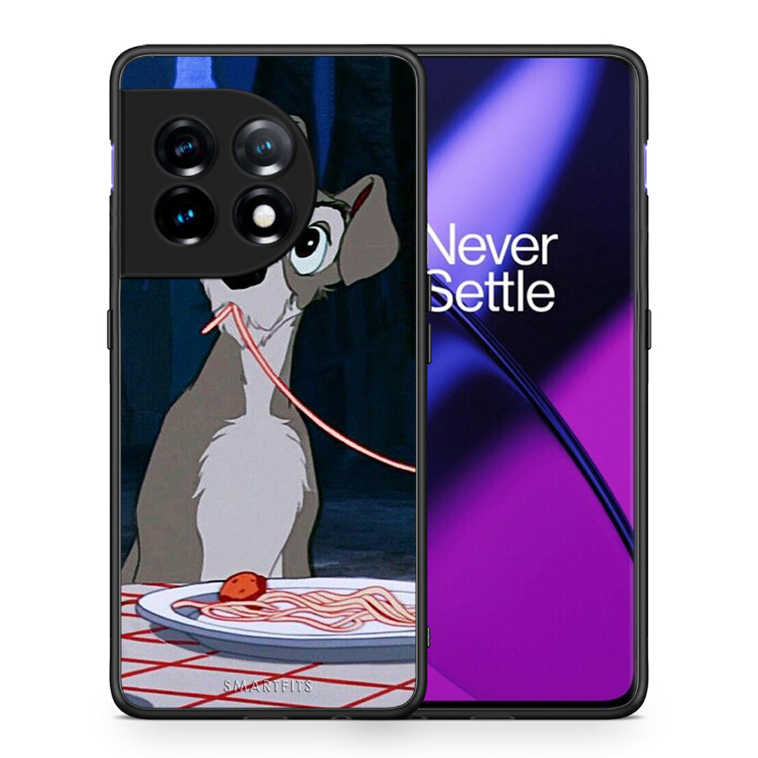 Θήκη OnePlus 11 5G Lady And Tramp 1 από τη Smartfits με σχέδιο στο πίσω μέρος και μαύρο περίβλημα | OnePlus 11 5G Lady And Tramp 1 Case with Colorful Back and Black Bezels