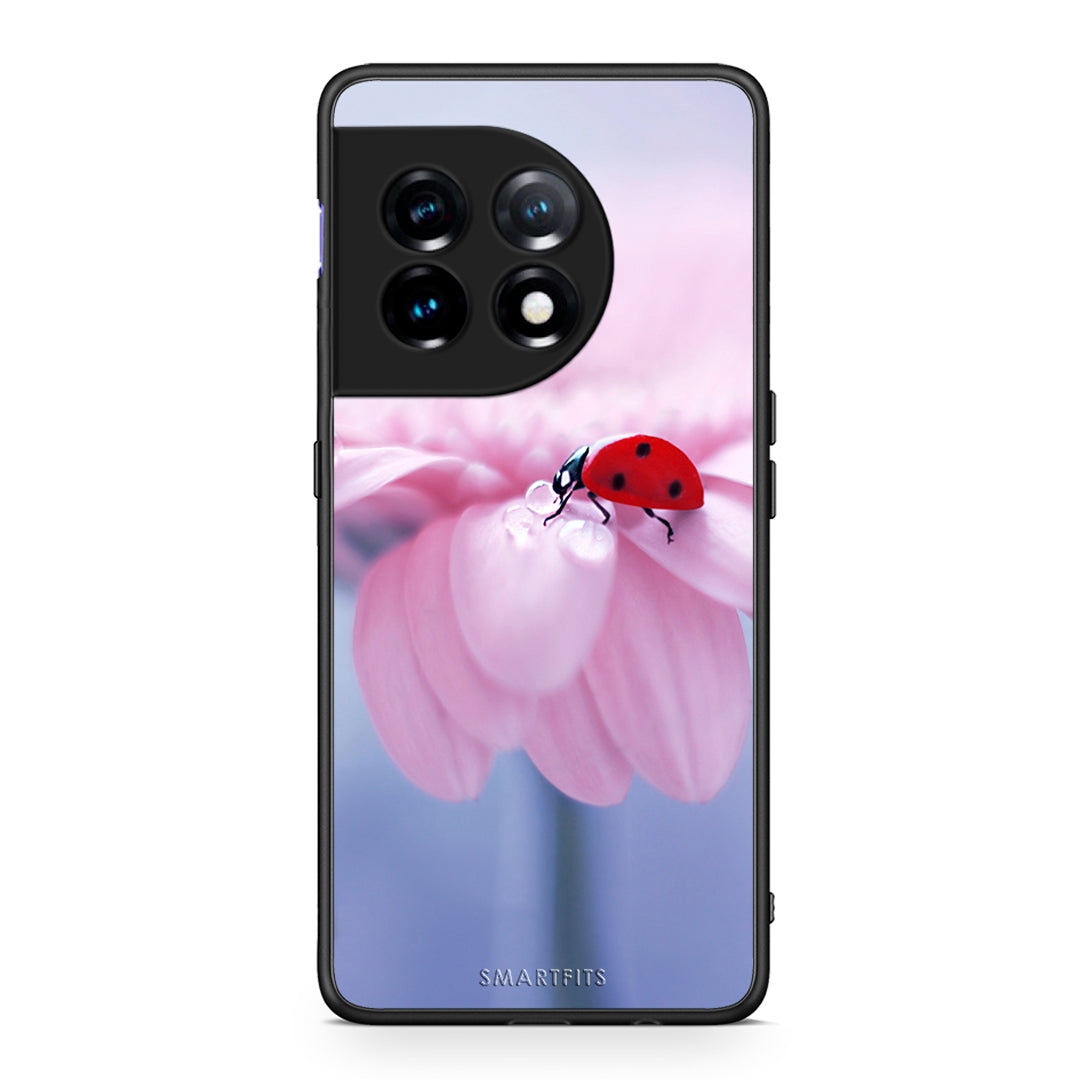 Θήκη OnePlus 11R / ACE 2 5G Ladybug Flower από τη Smartfits με σχέδιο στο πίσω μέρος και μαύρο περίβλημα | OnePlus 11R / ACE 2 5G Ladybug Flower Case with Colorful Back and Black Bezels