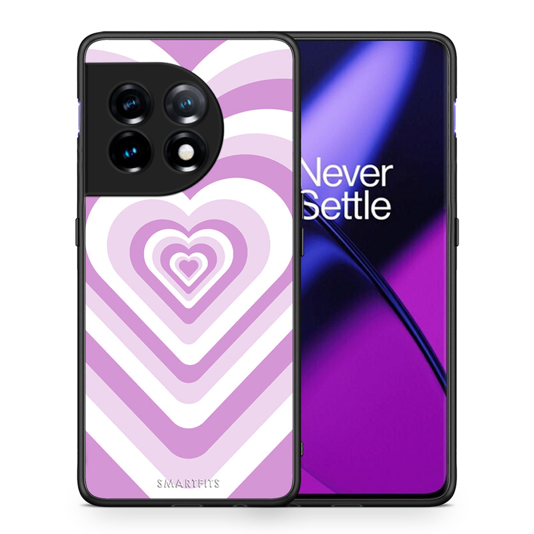 Θήκη OnePlus 11 5G Lilac Hearts από τη Smartfits με σχέδιο στο πίσω μέρος και μαύρο περίβλημα | OnePlus 11 5G Lilac Hearts Case with Colorful Back and Black Bezels