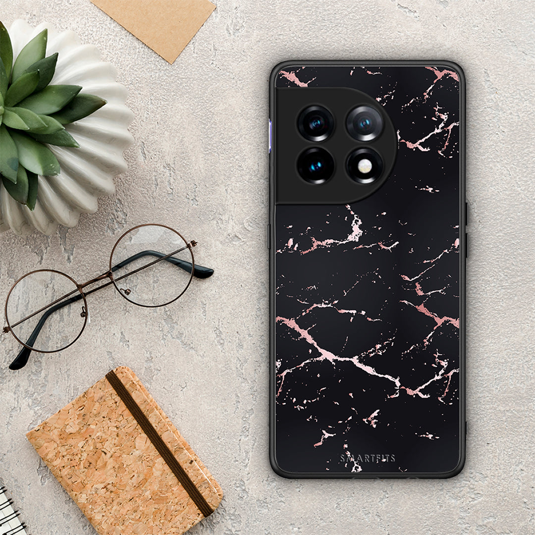 Θήκη OnePlus 11R / ACE 2 5G Marble Black Rosegold από τη Smartfits με σχέδιο στο πίσω μέρος και μαύρο περίβλημα | OnePlus 11R / ACE 2 5G Marble Black Rosegold Case with Colorful Back and Black Bezels