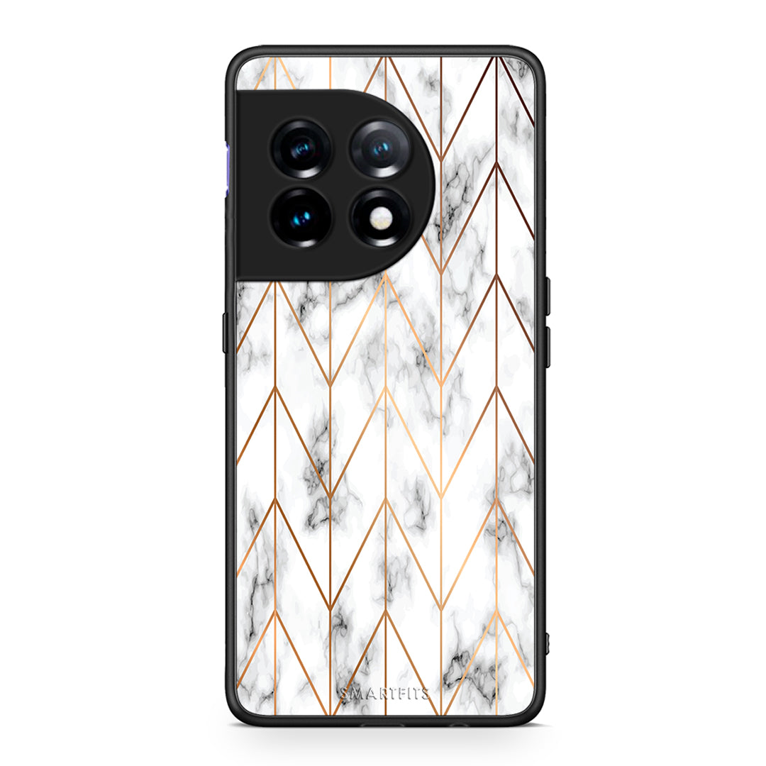 Θήκη OnePlus 11 5G Marble Gold Geometric από τη Smartfits με σχέδιο στο πίσω μέρος και μαύρο περίβλημα | OnePlus 11 5G Marble Gold Geometric Case with Colorful Back and Black Bezels