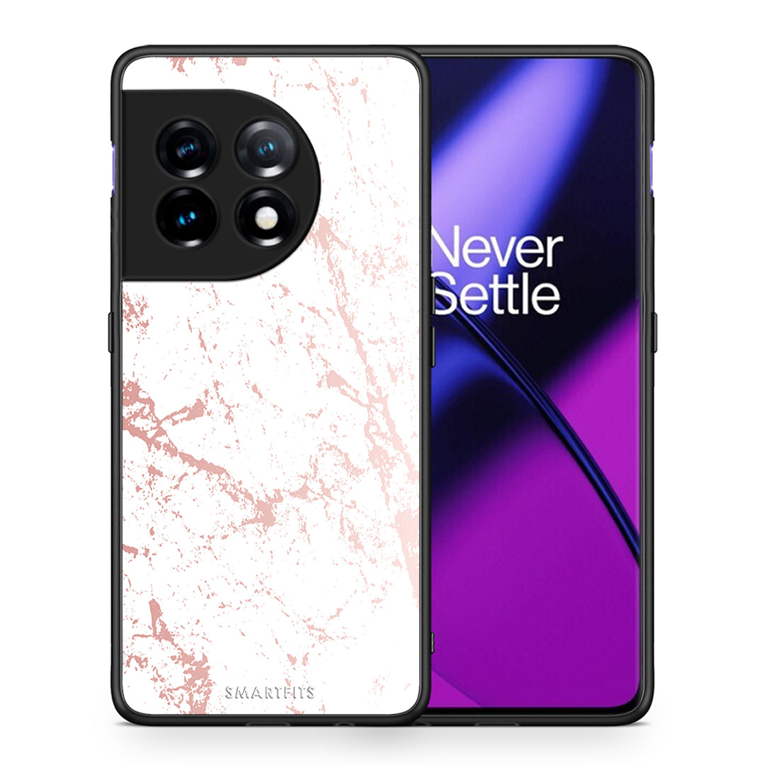 Θήκη OnePlus 11R / ACE 2 5G Marble Pink Splash από τη Smartfits με σχέδιο στο πίσω μέρος και μαύρο περίβλημα | OnePlus 11R / ACE 2 5G Marble Pink Splash Case with Colorful Back and Black Bezels