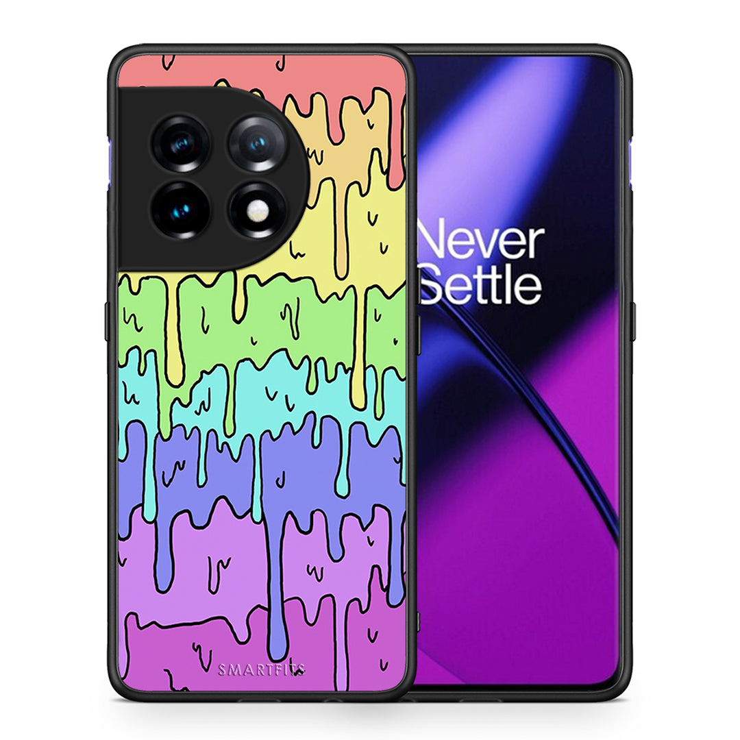 Θήκη OnePlus 11R / ACE 2 5G Melting Rainbow από τη Smartfits με σχέδιο στο πίσω μέρος και μαύρο περίβλημα | OnePlus 11R / ACE 2 5G Melting Rainbow Case with Colorful Back and Black Bezels