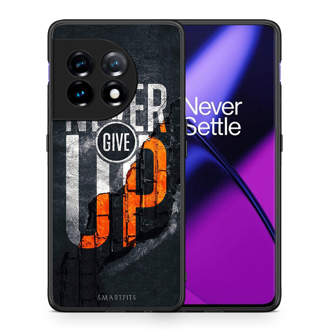 Θήκη OnePlus 11R / ACE 2 5G Never Give Up από τη Smartfits με σχέδιο στο πίσω μέρος και μαύρο περίβλημα | OnePlus 11R / ACE 2 5G Never Give Up Case with Colorful Back and Black Bezels