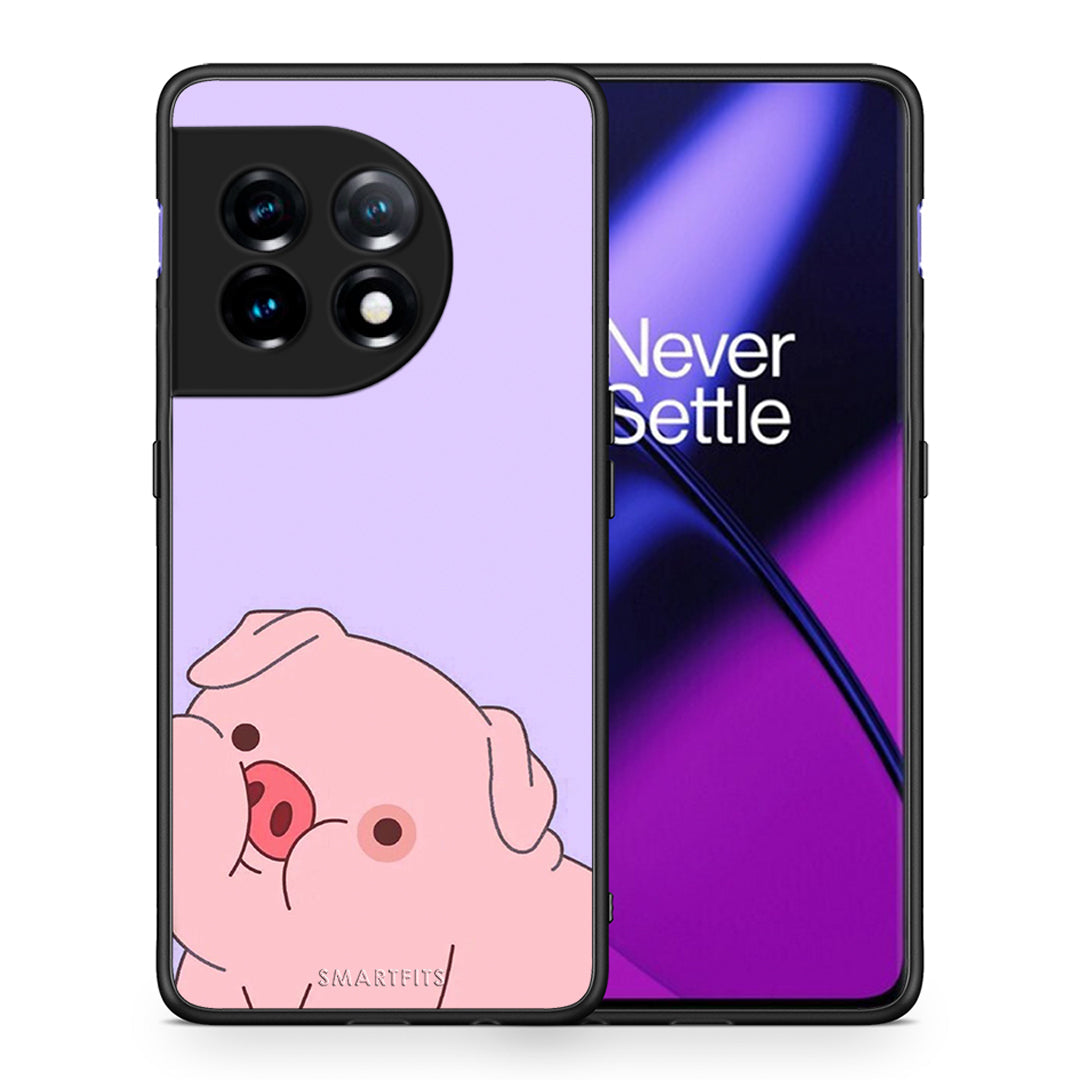 Θήκη OnePlus 11 5G Pig Love 2 από τη Smartfits με σχέδιο στο πίσω μέρος και μαύρο περίβλημα | OnePlus 11 5G Pig Love 2 Case with Colorful Back and Black Bezels