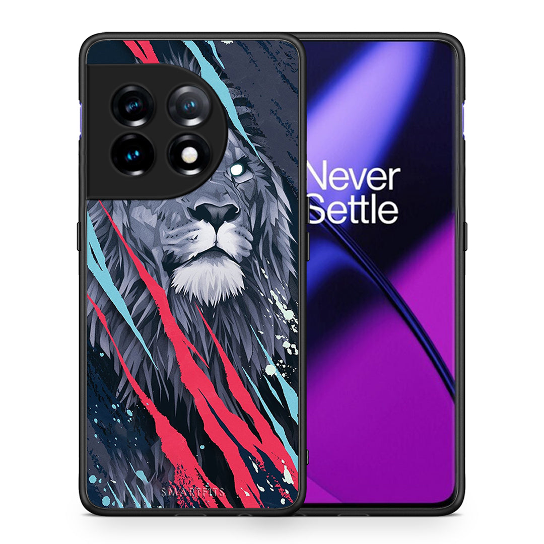 Θήκη OnePlus 11R / ACE 2 5G PopArt Lion Designer από τη Smartfits με σχέδιο στο πίσω μέρος και μαύρο περίβλημα | OnePlus 11R / ACE 2 5G PopArt Lion Designer Case with Colorful Back and Black Bezels