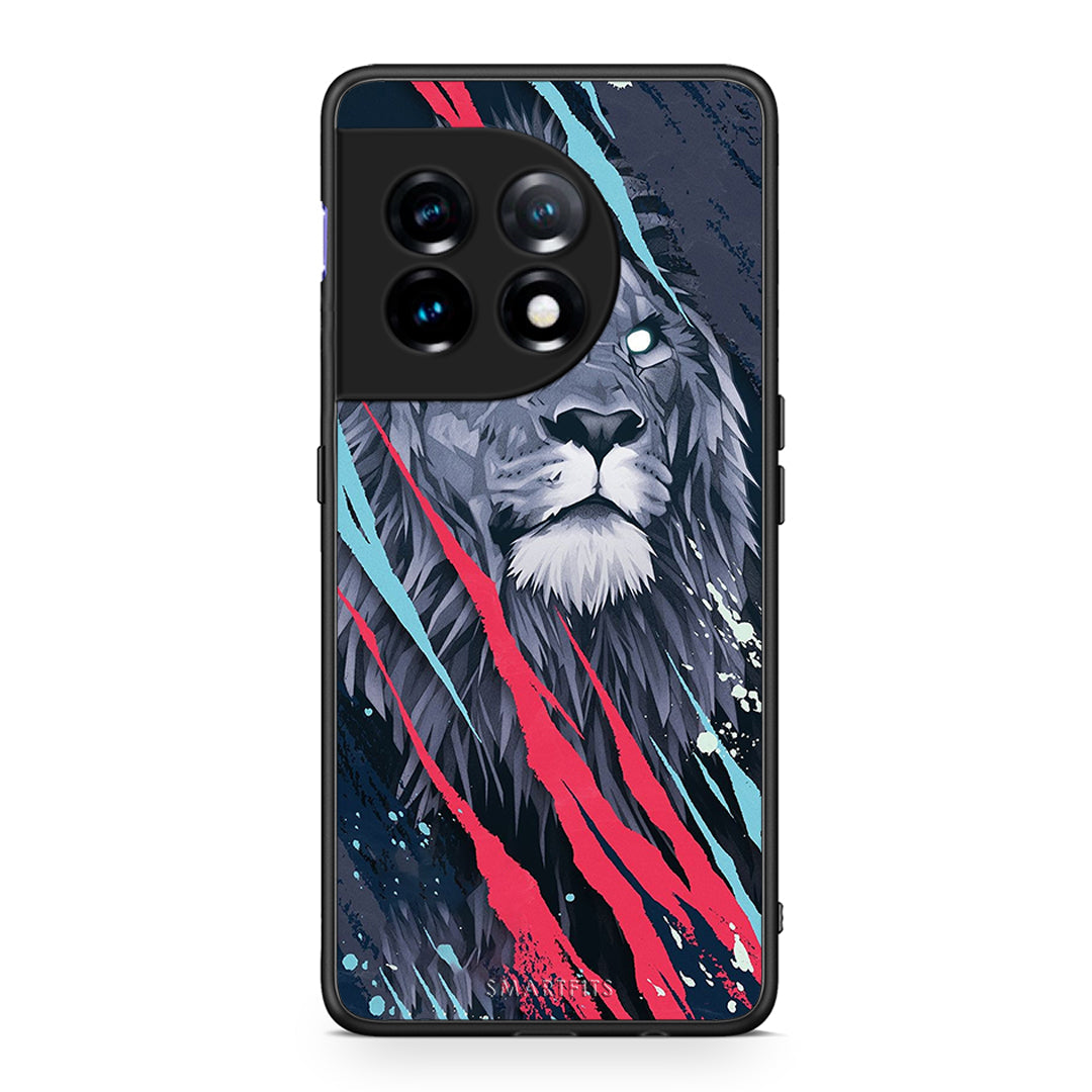 Θήκη OnePlus 11 5G PopArt Lion Designer από τη Smartfits με σχέδιο στο πίσω μέρος και μαύρο περίβλημα | OnePlus 11 5G PopArt Lion Designer Case with Colorful Back and Black Bezels