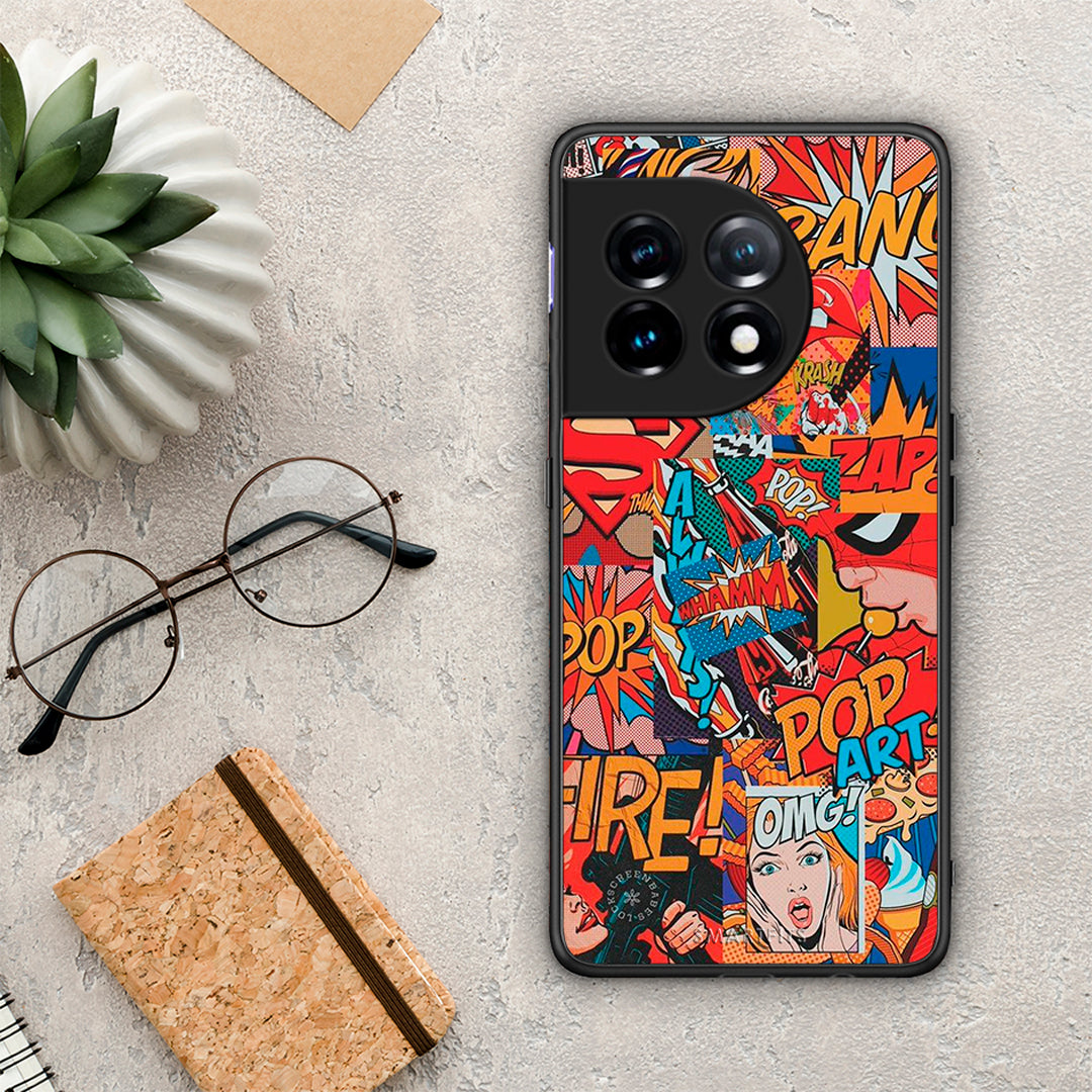 Θήκη OnePlus 11 5G PopArt OMG από τη Smartfits με σχέδιο στο πίσω μέρος και μαύρο περίβλημα | OnePlus 11 5G PopArt OMG Case with Colorful Back and Black Bezels