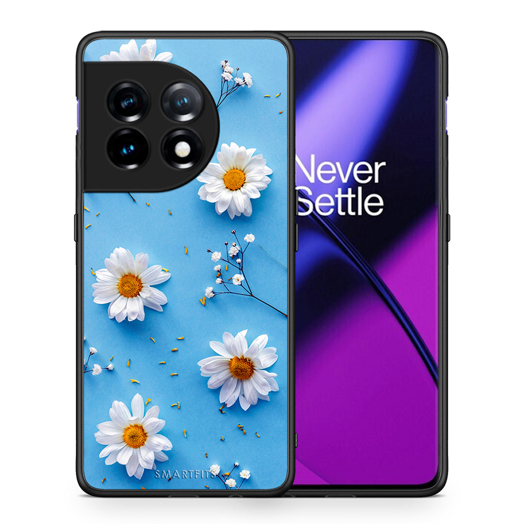 Θήκη OnePlus 11R / ACE 2 5G Real Daisies από τη Smartfits με σχέδιο στο πίσω μέρος και μαύρο περίβλημα | OnePlus 11R / ACE 2 5G Real Daisies Case with Colorful Back and Black Bezels