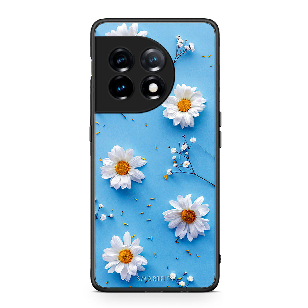 Θήκη OnePlus 11 5G Real Daisies από τη Smartfits με σχέδιο στο πίσω μέρος και μαύρο περίβλημα | OnePlus 11 5G Real Daisies Case with Colorful Back and Black Bezels