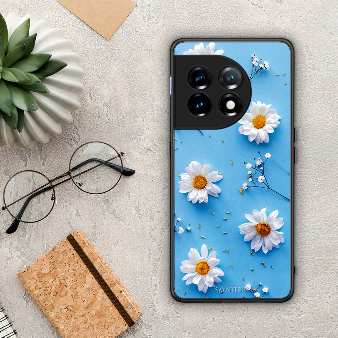 Θήκη OnePlus 11R / ACE 2 5G Real Daisies από τη Smartfits με σχέδιο στο πίσω μέρος και μαύρο περίβλημα | OnePlus 11R / ACE 2 5G Real Daisies Case with Colorful Back and Black Bezels