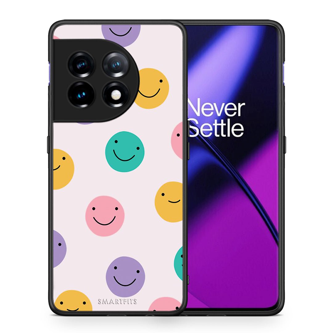 Θήκη OnePlus 11R / ACE 2 5G Smiley Faces από τη Smartfits με σχέδιο στο πίσω μέρος και μαύρο περίβλημα | OnePlus 11R / ACE 2 5G Smiley Faces Case with Colorful Back and Black Bezels