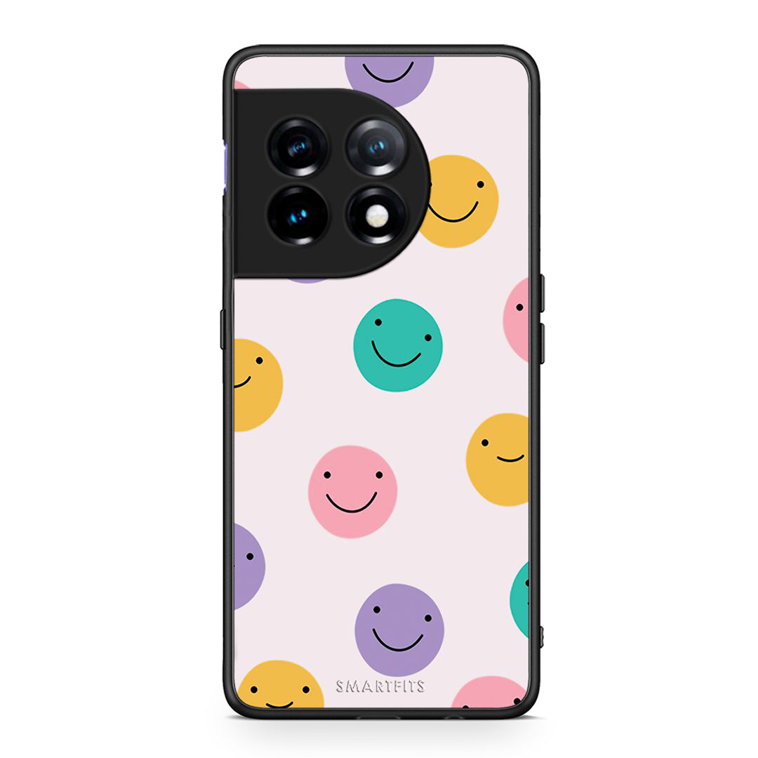 Θήκη OnePlus 11R / ACE 2 5G Smiley Faces από τη Smartfits με σχέδιο στο πίσω μέρος και μαύρο περίβλημα | OnePlus 11R / ACE 2 5G Smiley Faces Case with Colorful Back and Black Bezels