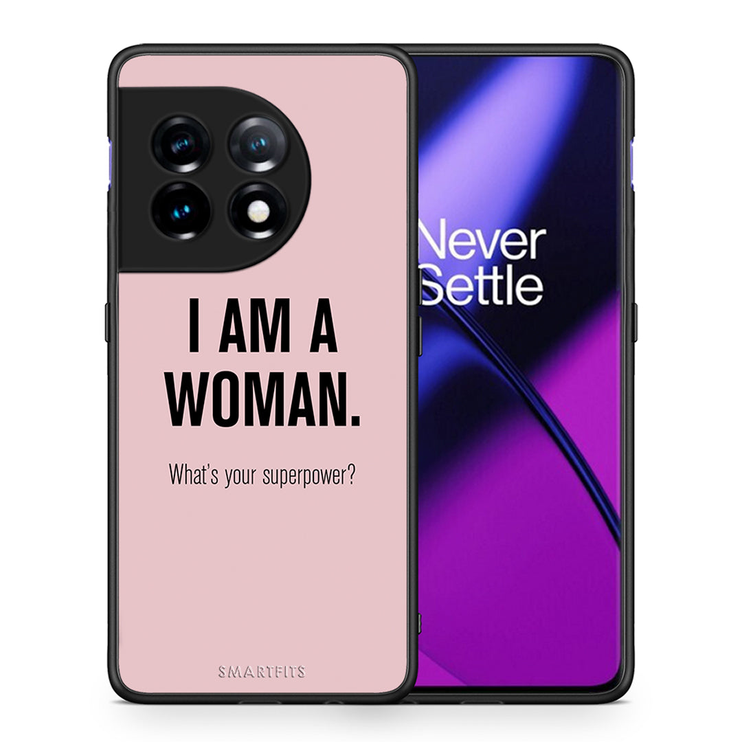 Θήκη OnePlus 11R / ACE 2 5G Superpower Woman από τη Smartfits με σχέδιο στο πίσω μέρος και μαύρο περίβλημα | OnePlus 11R / ACE 2 5G Superpower Woman Case with Colorful Back and Black Bezels