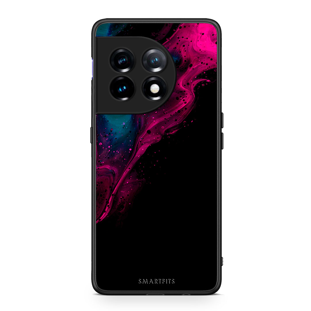 Θήκη OnePlus 11R / ACE 2 5G Watercolor Pink Black από τη Smartfits με σχέδιο στο πίσω μέρος και μαύρο περίβλημα | OnePlus 11R / ACE 2 5G Watercolor Pink Black Case with Colorful Back and Black Bezels