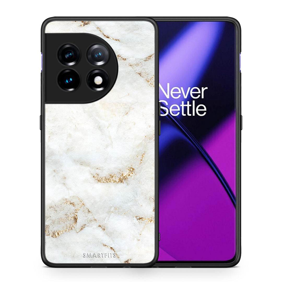 Θήκη OnePlus 11 5G White Gold Marble από τη Smartfits με σχέδιο στο πίσω μέρος και μαύρο περίβλημα | OnePlus 11 5G White Gold Marble Case with Colorful Back and Black Bezels