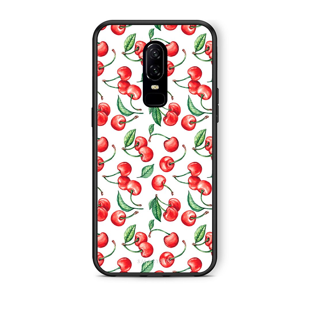 OnePlus 6 Cherry Summer θήκη από τη Smartfits με σχέδιο στο πίσω μέρος και μαύρο περίβλημα | Smartphone case with colorful back and black bezels by Smartfits