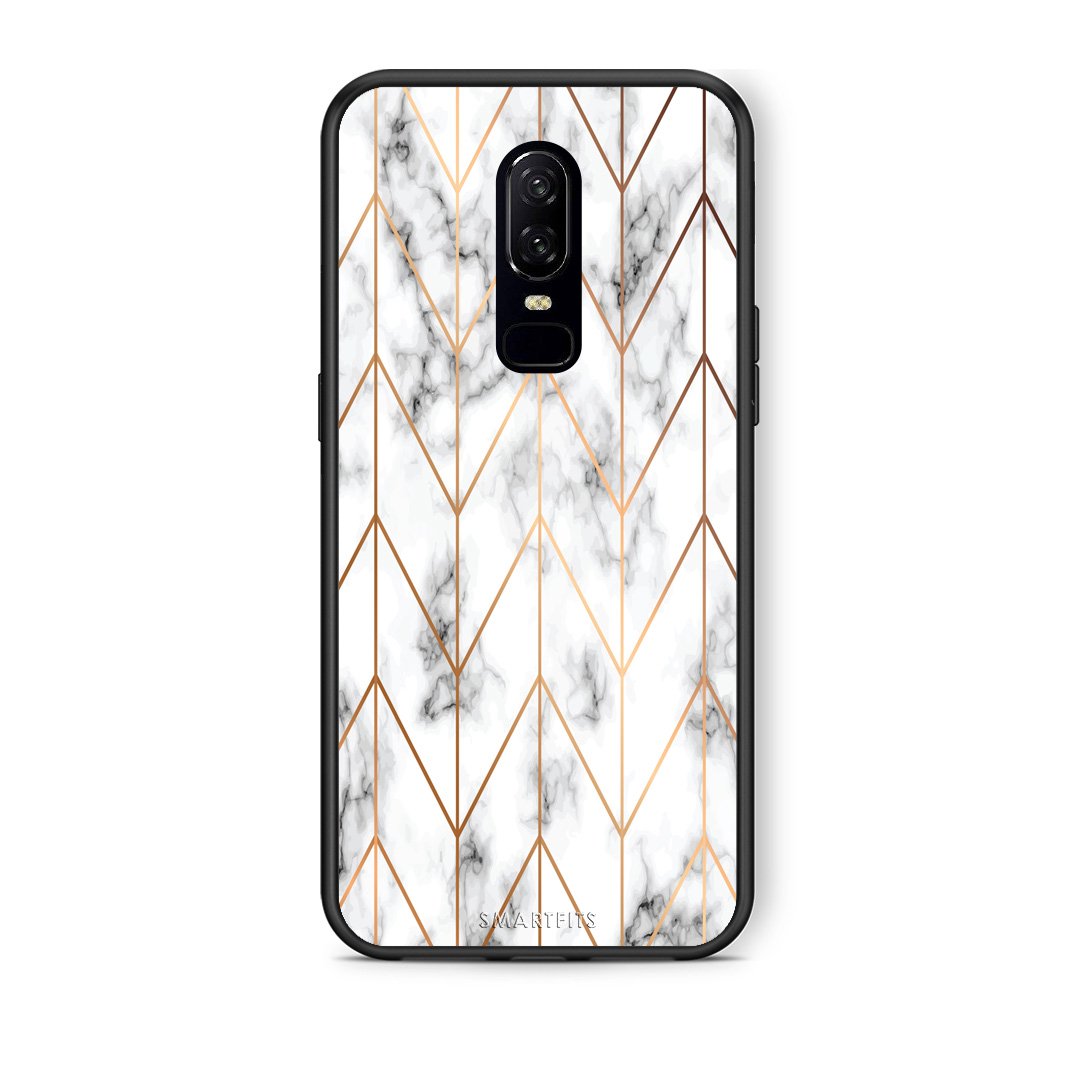 44 - OnePlus 6 Gold Geometric Marble case, cover, bumper