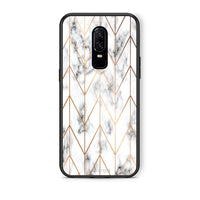 Thumbnail for 44 - OnePlus 6 Gold Geometric Marble case, cover, bumper
