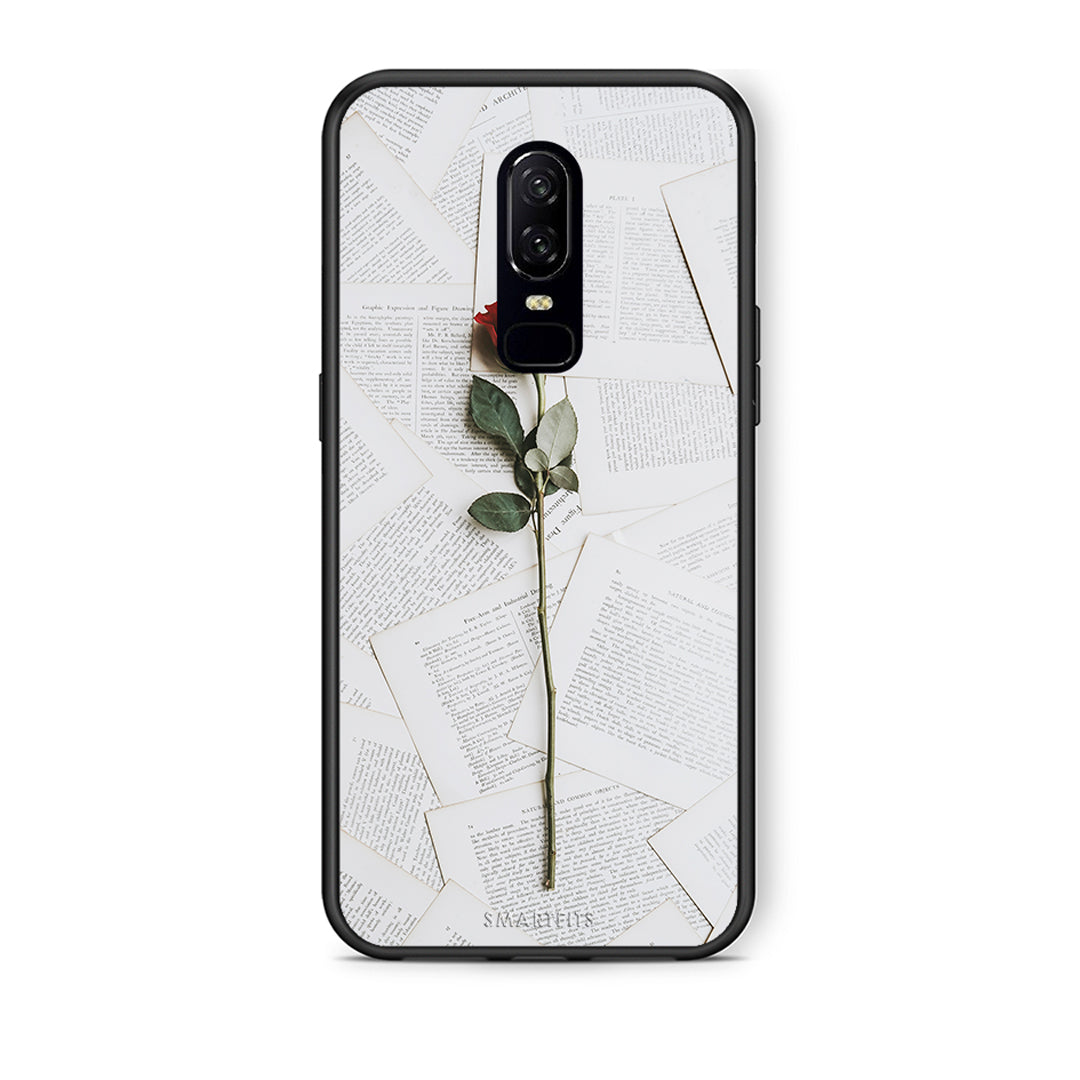 OnePlus 6 Red Rose θήκη από τη Smartfits με σχέδιο στο πίσω μέρος και μαύρο περίβλημα | Smartphone case with colorful back and black bezels by Smartfits