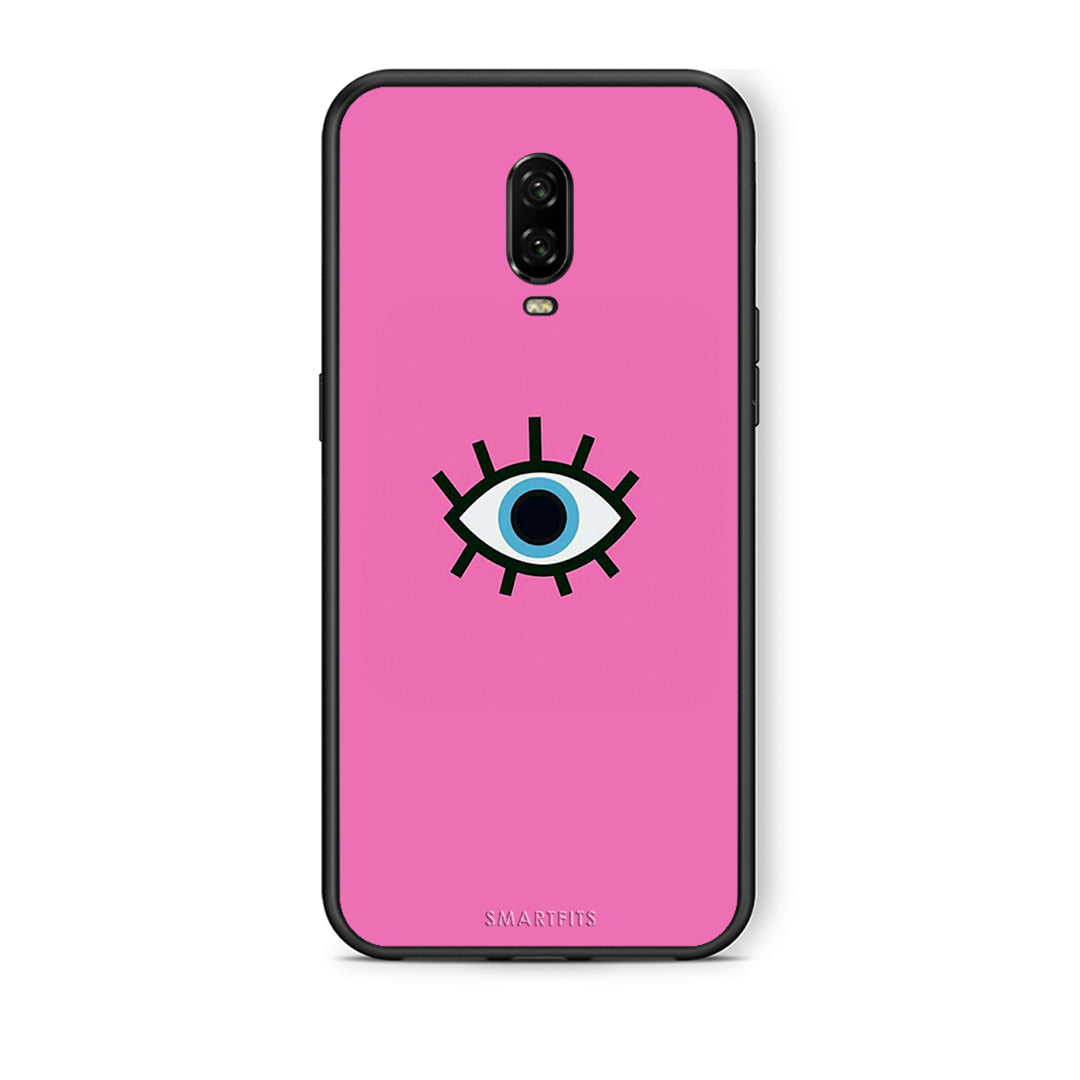 OnePlus 6T Blue Eye Pink θήκη από τη Smartfits με σχέδιο στο πίσω μέρος και μαύρο περίβλημα | Smartphone case with colorful back and black bezels by Smartfits