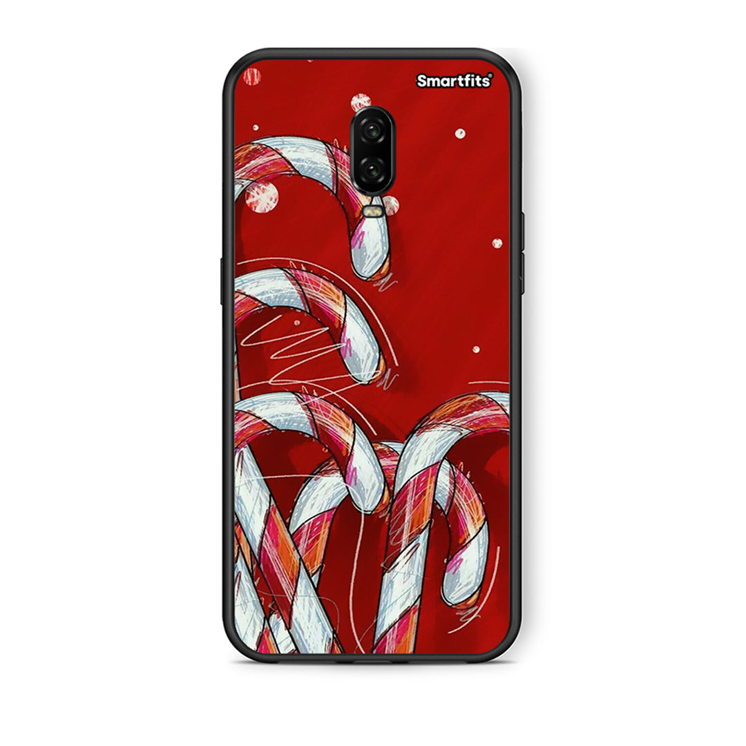 OnePlus 6T Candy Cane θήκη από τη Smartfits με σχέδιο στο πίσω μέρος και μαύρο περίβλημα | Smartphone case with colorful back and black bezels by Smartfits