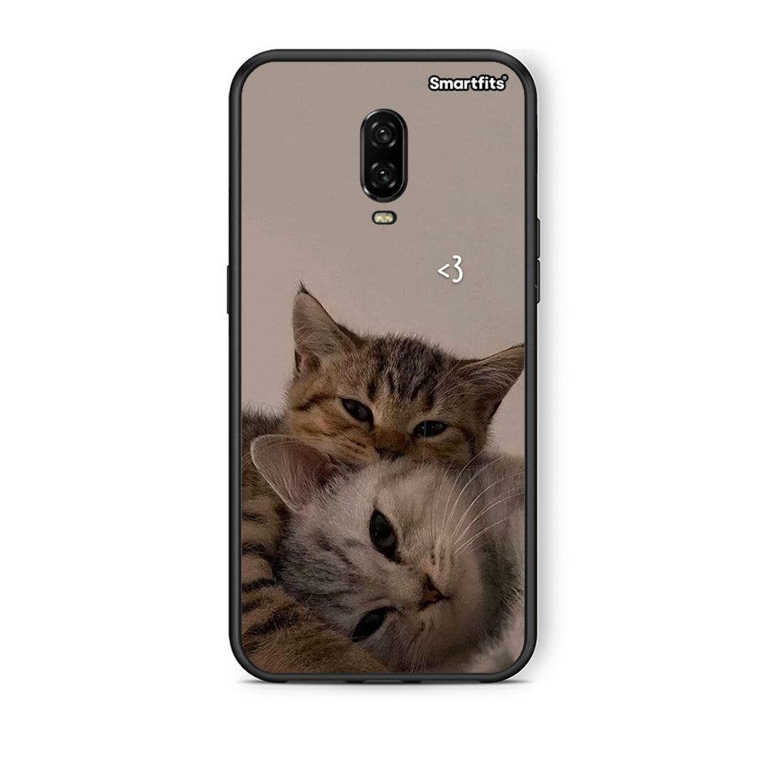 OnePlus 6 Cats In Love θήκη από τη Smartfits με σχέδιο στο πίσω μέρος και μαύρο περίβλημα | Smartphone case with colorful back and black bezels by Smartfits