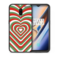 Thumbnail for Θήκη OnePlus 6T Christmas Hearts από τη Smartfits με σχέδιο στο πίσω μέρος και μαύρο περίβλημα | OnePlus 6T Christmas Hearts case with colorful back and black bezels