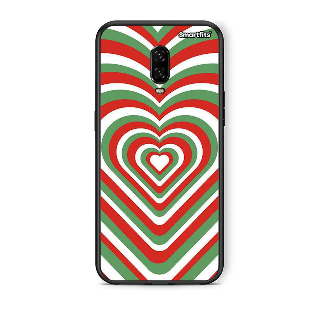 OnePlus 6T Christmas Hearts θήκη από τη Smartfits με σχέδιο στο πίσω μέρος και μαύρο περίβλημα | Smartphone case with colorful back and black bezels by Smartfits