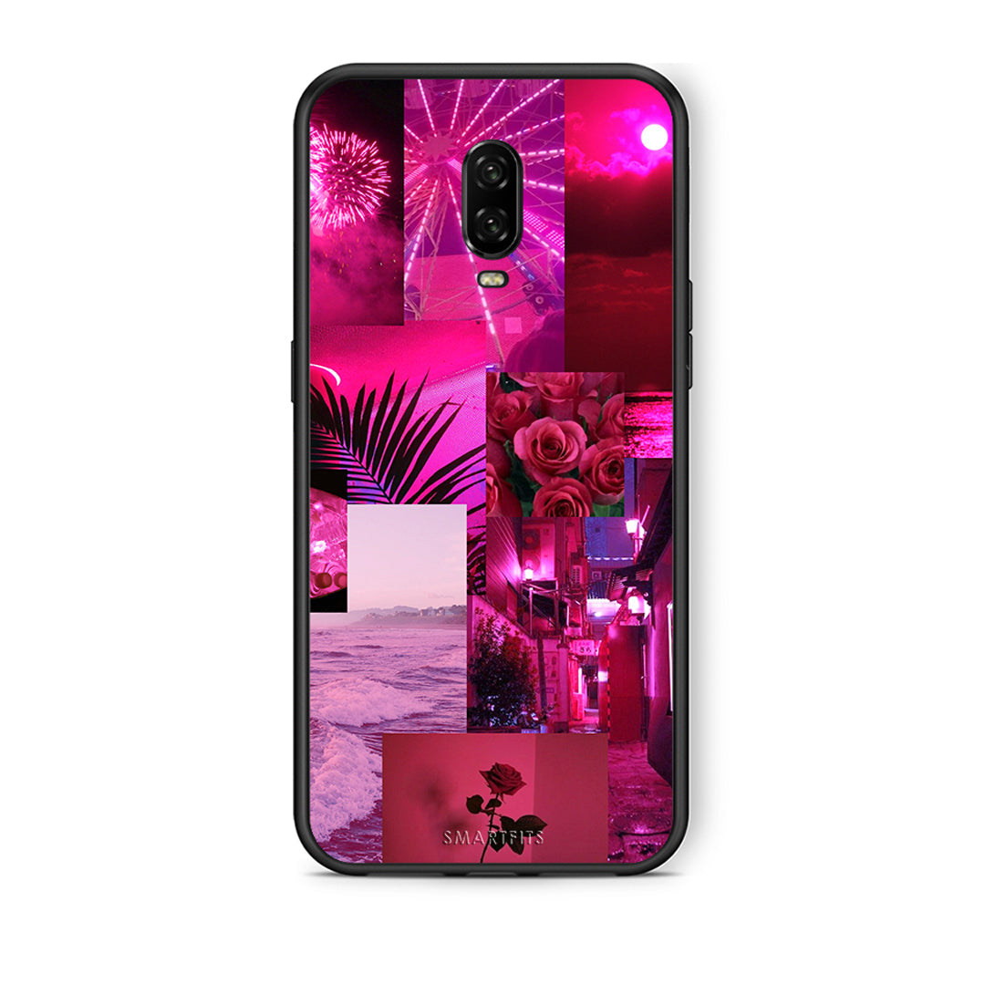 OnePlus 6T Collage Red Roses Θήκη Αγίου Βαλεντίνου από τη Smartfits με σχέδιο στο πίσω μέρος και μαύρο περίβλημα | Smartphone case with colorful back and black bezels by Smartfits