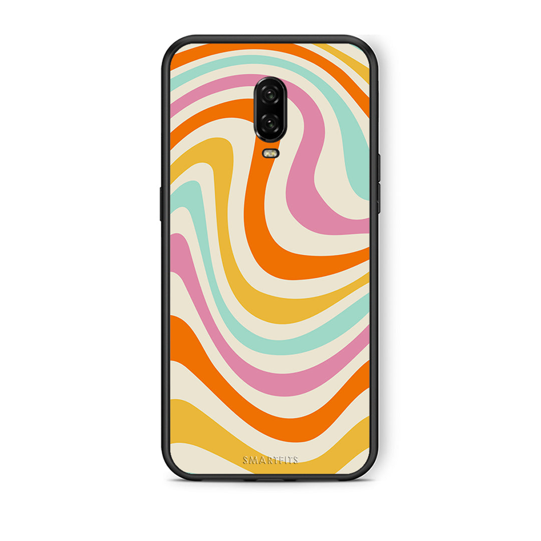 OnePlus 6T Colourful Waves θήκη από τη Smartfits με σχέδιο στο πίσω μέρος και μαύρο περίβλημα | Smartphone case with colorful back and black bezels by Smartfits