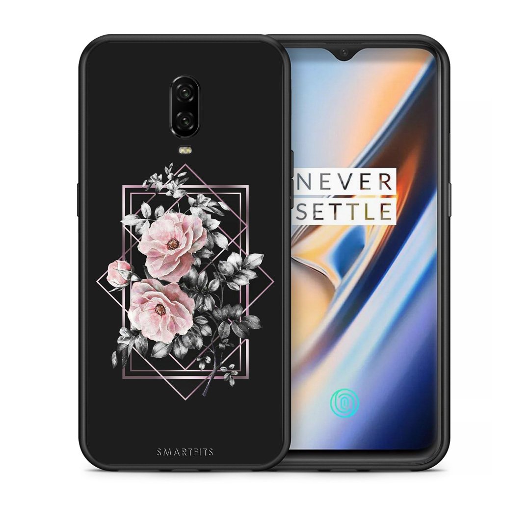 Θήκη OnePlus 6T Frame Flower από τη Smartfits με σχέδιο στο πίσω μέρος και μαύρο περίβλημα | OnePlus 6T Frame Flower case with colorful back and black bezels