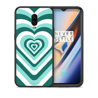 Thumbnail for Θήκη OnePlus 6T Green Hearts από τη Smartfits με σχέδιο στο πίσω μέρος και μαύρο περίβλημα | OnePlus 6T Green Hearts case with colorful back and black bezels