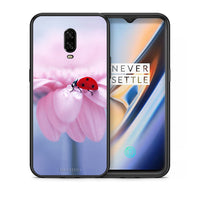 Thumbnail for Θήκη OnePlus 6T Ladybug Flower από τη Smartfits με σχέδιο στο πίσω μέρος και μαύρο περίβλημα | OnePlus 6T Ladybug Flower case with colorful back and black bezels