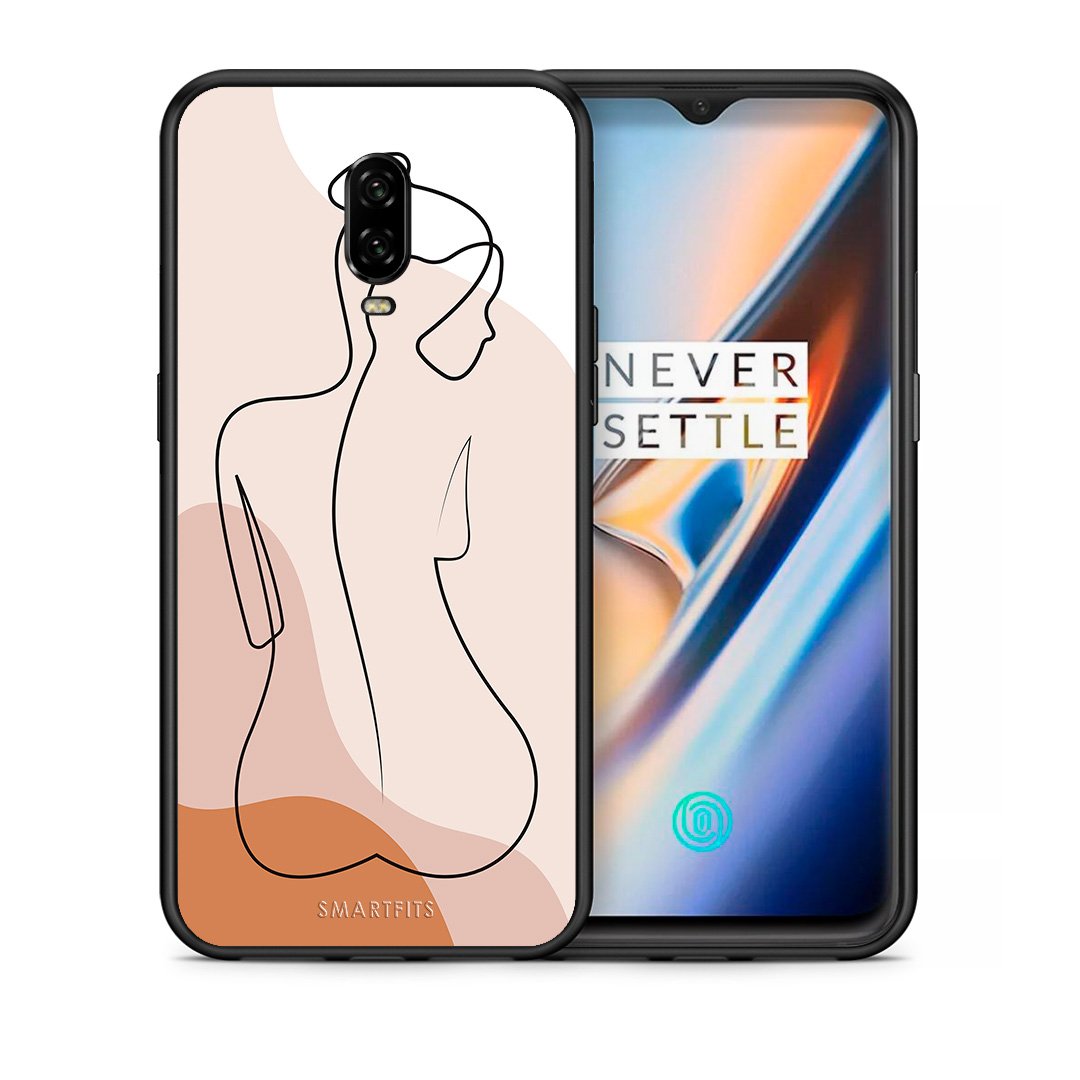 Θήκη OnePlus 6T LineArt Woman από τη Smartfits με σχέδιο στο πίσω μέρος και μαύρο περίβλημα | OnePlus 6T LineArt Woman case with colorful back and black bezels