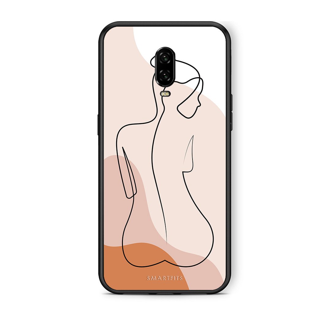 OnePlus 6T LineArt Woman θήκη από τη Smartfits με σχέδιο στο πίσω μέρος και μαύρο περίβλημα | Smartphone case with colorful back and black bezels by Smartfits