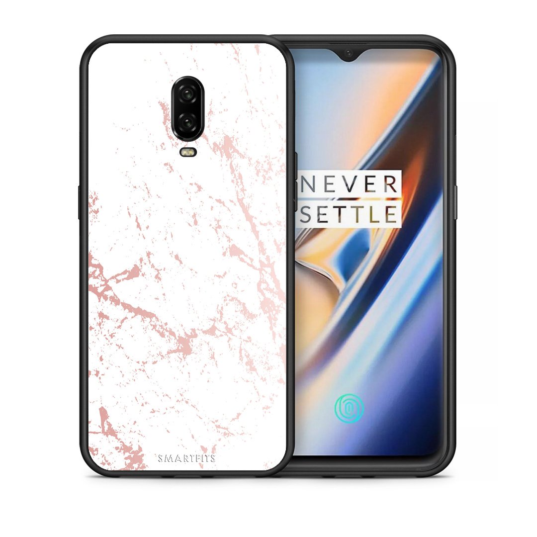 Θήκη OnePlus 6T Pink Splash Marble από τη Smartfits με σχέδιο στο πίσω μέρος και μαύρο περίβλημα | OnePlus 6T Pink Splash Marble case with colorful back and black bezels