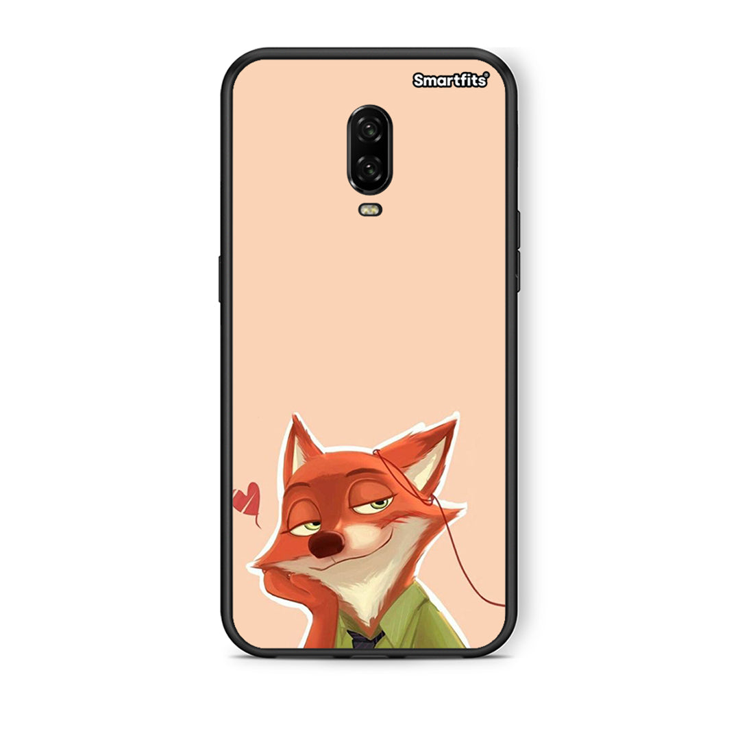 OnePlus 6T Nick Wilde And Judy Hopps Love 1 θήκη από τη Smartfits με σχέδιο στο πίσω μέρος και μαύρο περίβλημα | Smartphone case with colorful back and black bezels by Smartfits