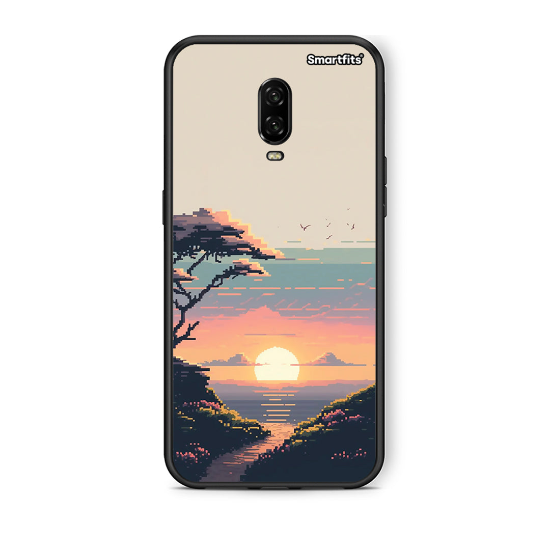 OnePlus 6T Pixel Sunset Θήκη από τη Smartfits με σχέδιο στο πίσω μέρος και μαύρο περίβλημα | Smartphone case with colorful back and black bezels by Smartfits