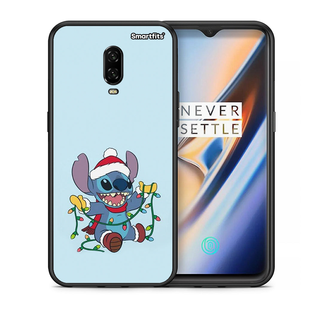 Θήκη OnePlus 6T Santa Stich από τη Smartfits με σχέδιο στο πίσω μέρος και μαύρο περίβλημα | OnePlus 6T Santa Stich case with colorful back and black bezels