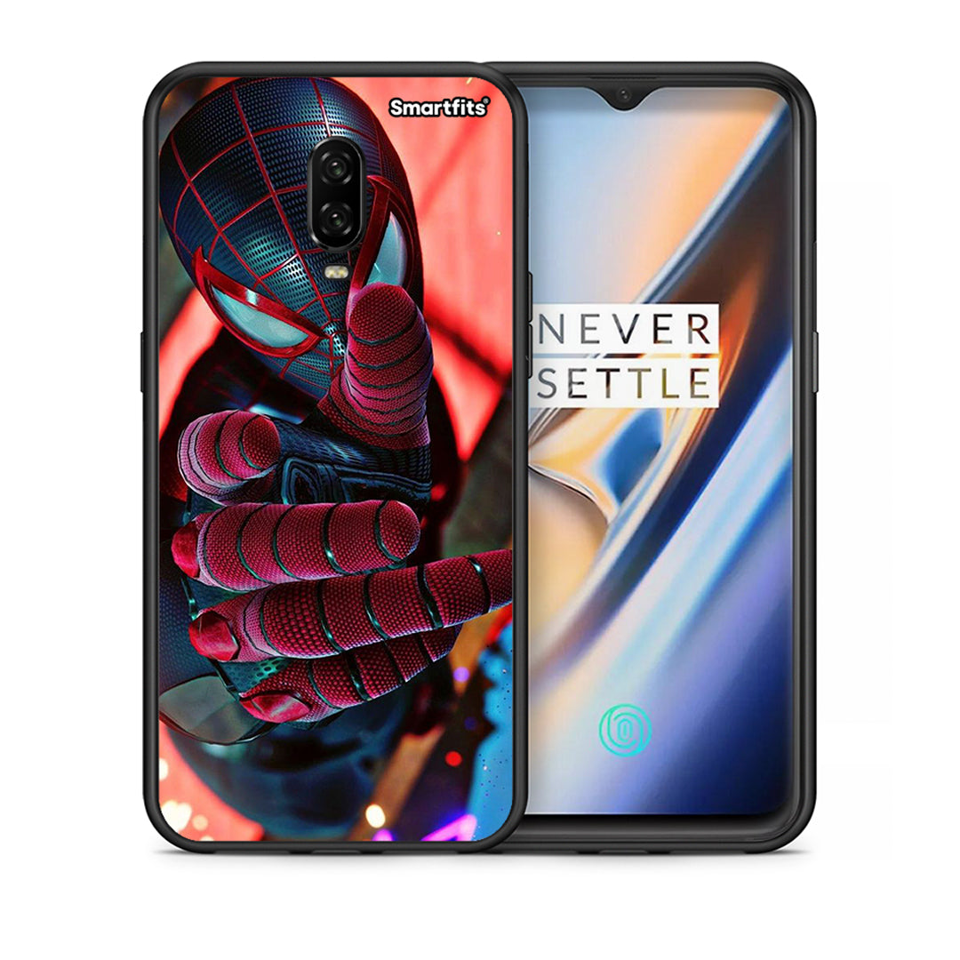 Θήκη OnePlus 6T Spider Hand από τη Smartfits με σχέδιο στο πίσω μέρος και μαύρο περίβλημα | OnePlus 6T Spider Hand case with colorful back and black bezels