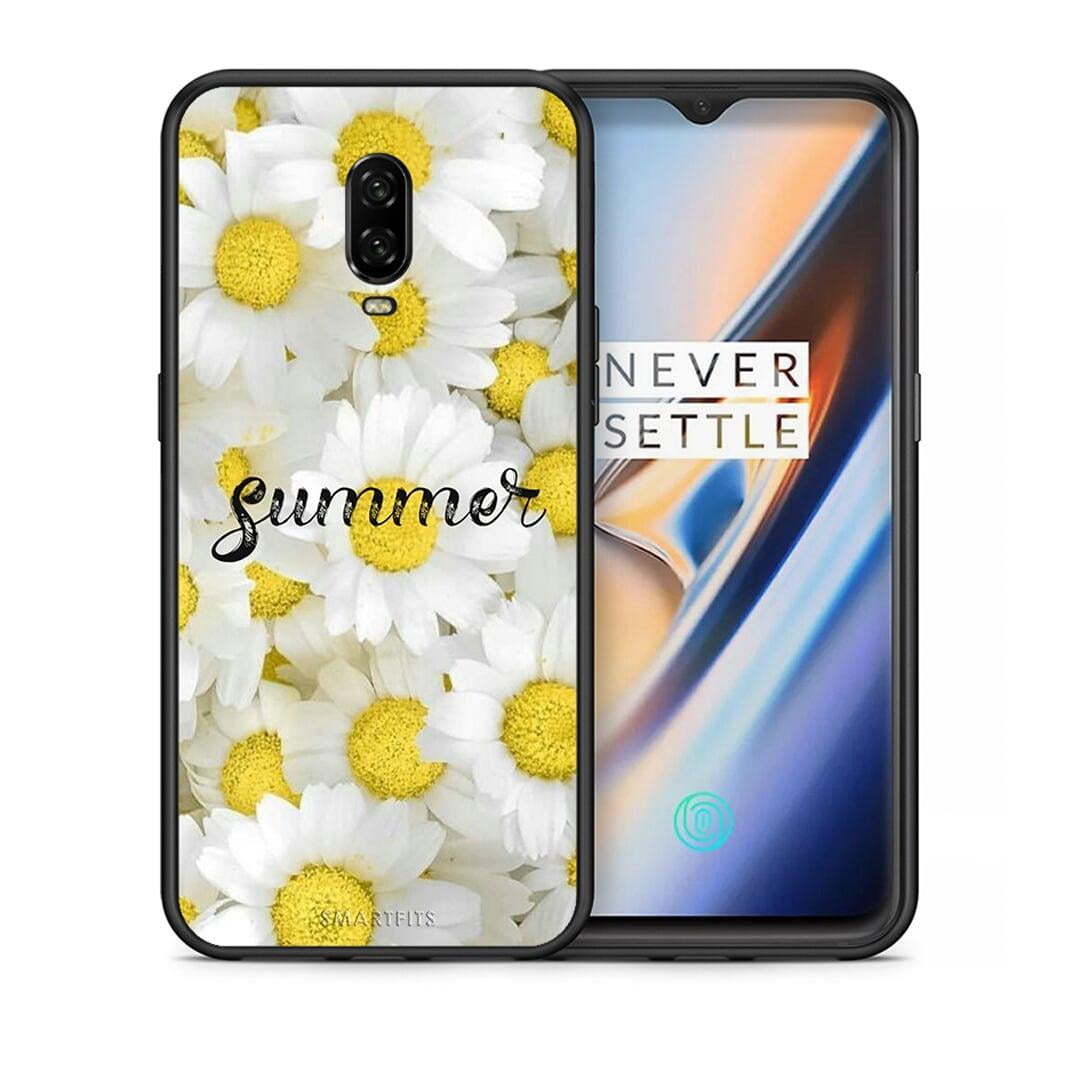 Θήκη OnePlus 6T Summer Daisies από τη Smartfits με σχέδιο στο πίσω μέρος και μαύρο περίβλημα | OnePlus 6T Summer Daisies case with colorful back and black bezels