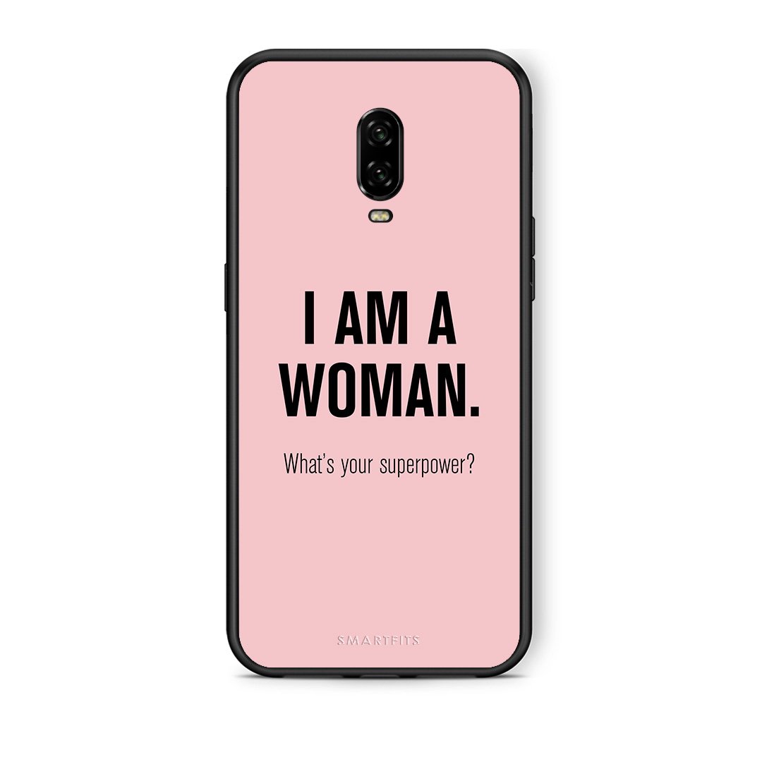 OnePlus 6T Superpower Woman θήκη από τη Smartfits με σχέδιο στο πίσω μέρος και μαύρο περίβλημα | Smartphone case with colorful back and black bezels by Smartfits