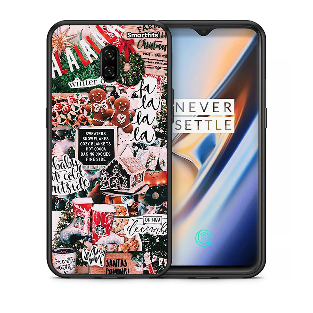 Θήκη OnePlus 6T Xmas Habbits από τη Smartfits με σχέδιο στο πίσω μέρος και μαύρο περίβλημα | OnePlus 6T Xmas Habbits case with colorful back and black bezels