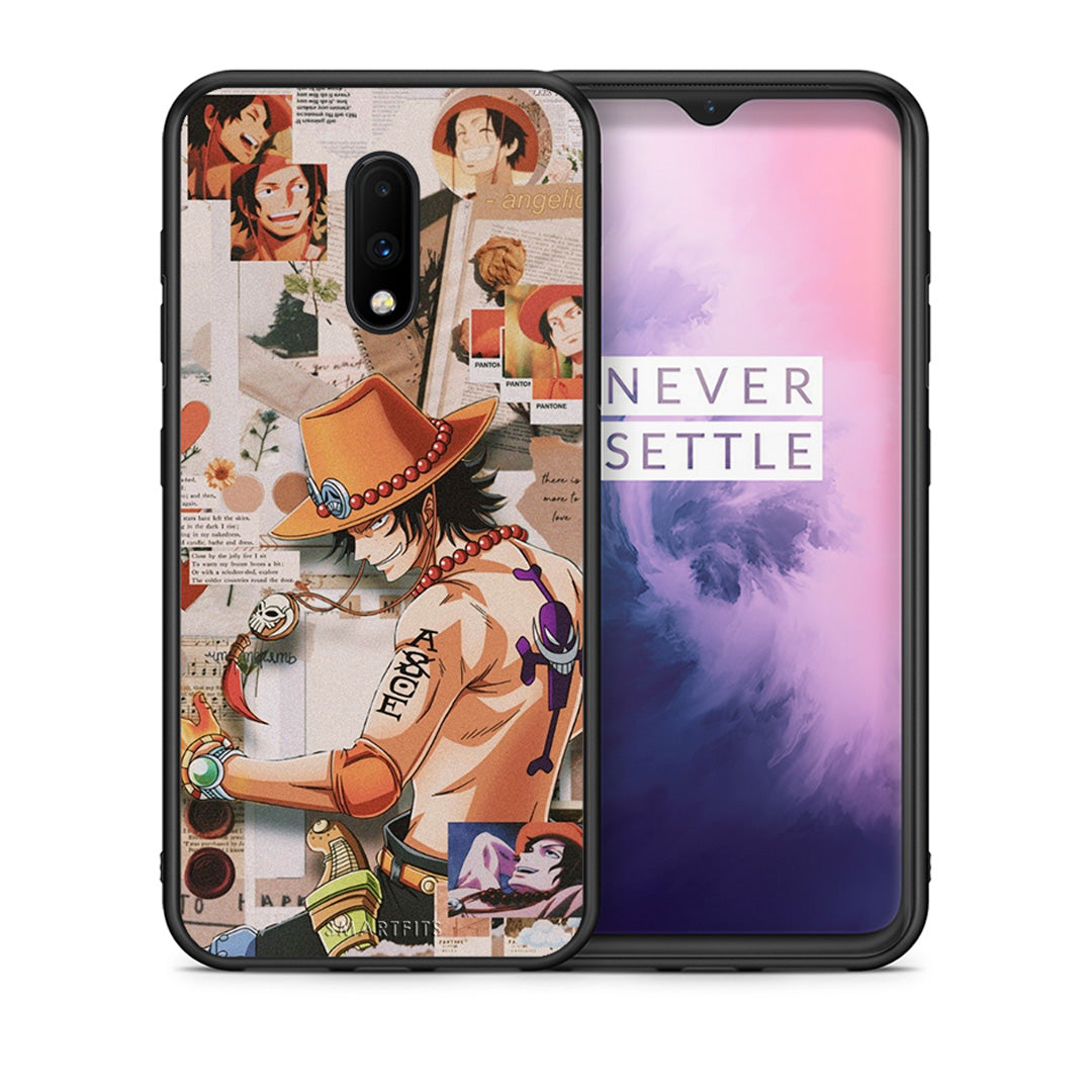 Θήκη OnePlus 7 Anime Collage από τη Smartfits με σχέδιο στο πίσω μέρος και μαύρο περίβλημα | OnePlus 7 Anime Collage case with colorful back and black bezels